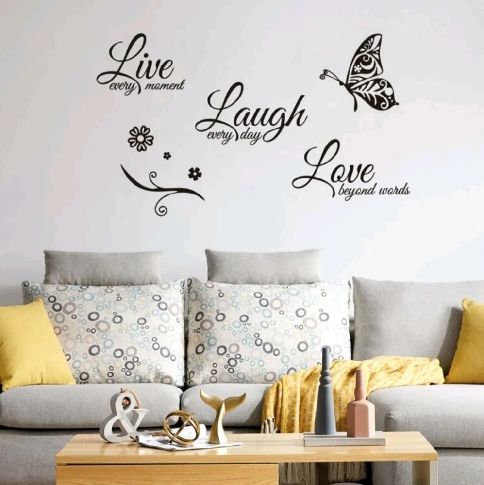 Butterfly Live, Laugh, Love Graphic Wall Sticker